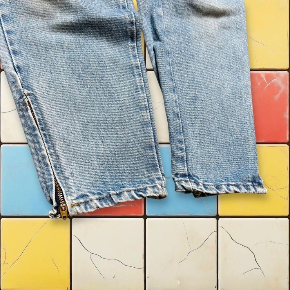 Vintage Express High Rise Jeans 90s Woman Blue 24 Small Denim Tapered USA Zipper - Picture 6 of 8